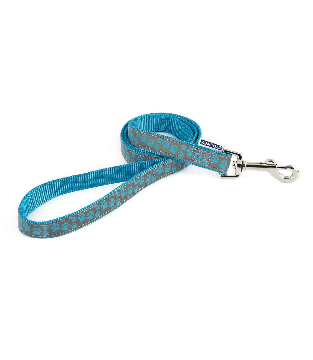 Collection patterned reflective dog lead 100cm x 1.9cm blue Ancol-1