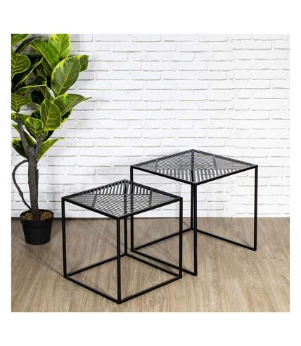 Tables gigognes en métal carrées (Lot de 2) Riga