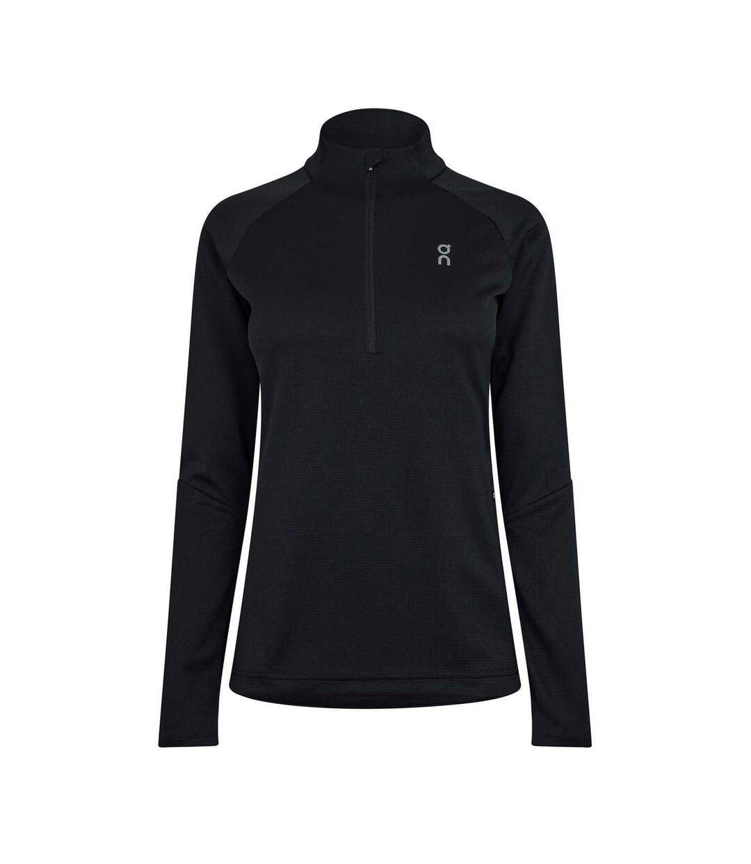 Womens/ladies Climate Half Zip Long-sleeved Top Black On Running-1