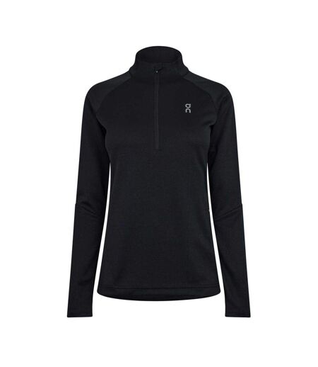 Womens/ladies Climate Half Zip Long-sleeved Top Black On Running