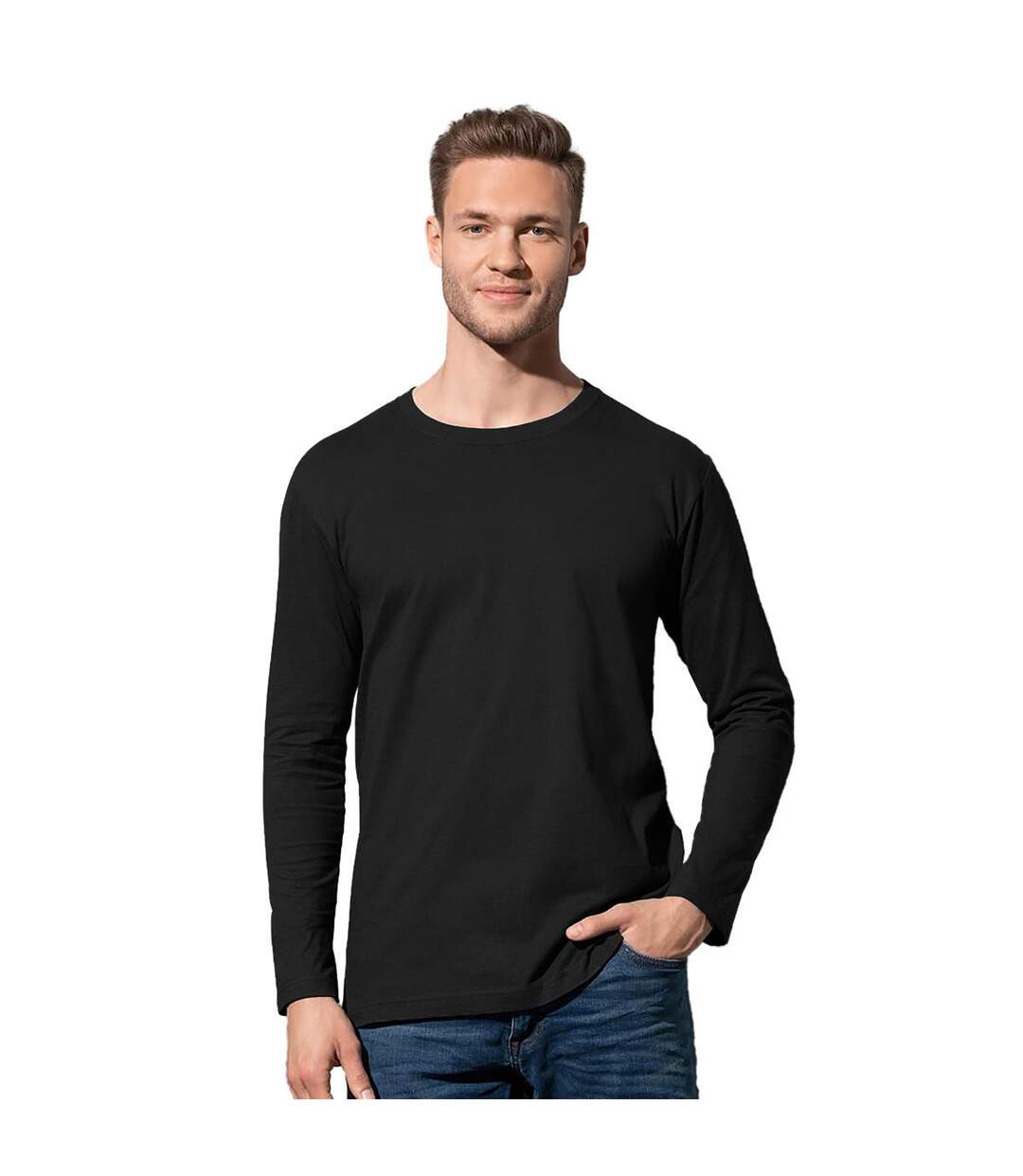 T-shirt À Manches Longues Homme Noir Stedman-1