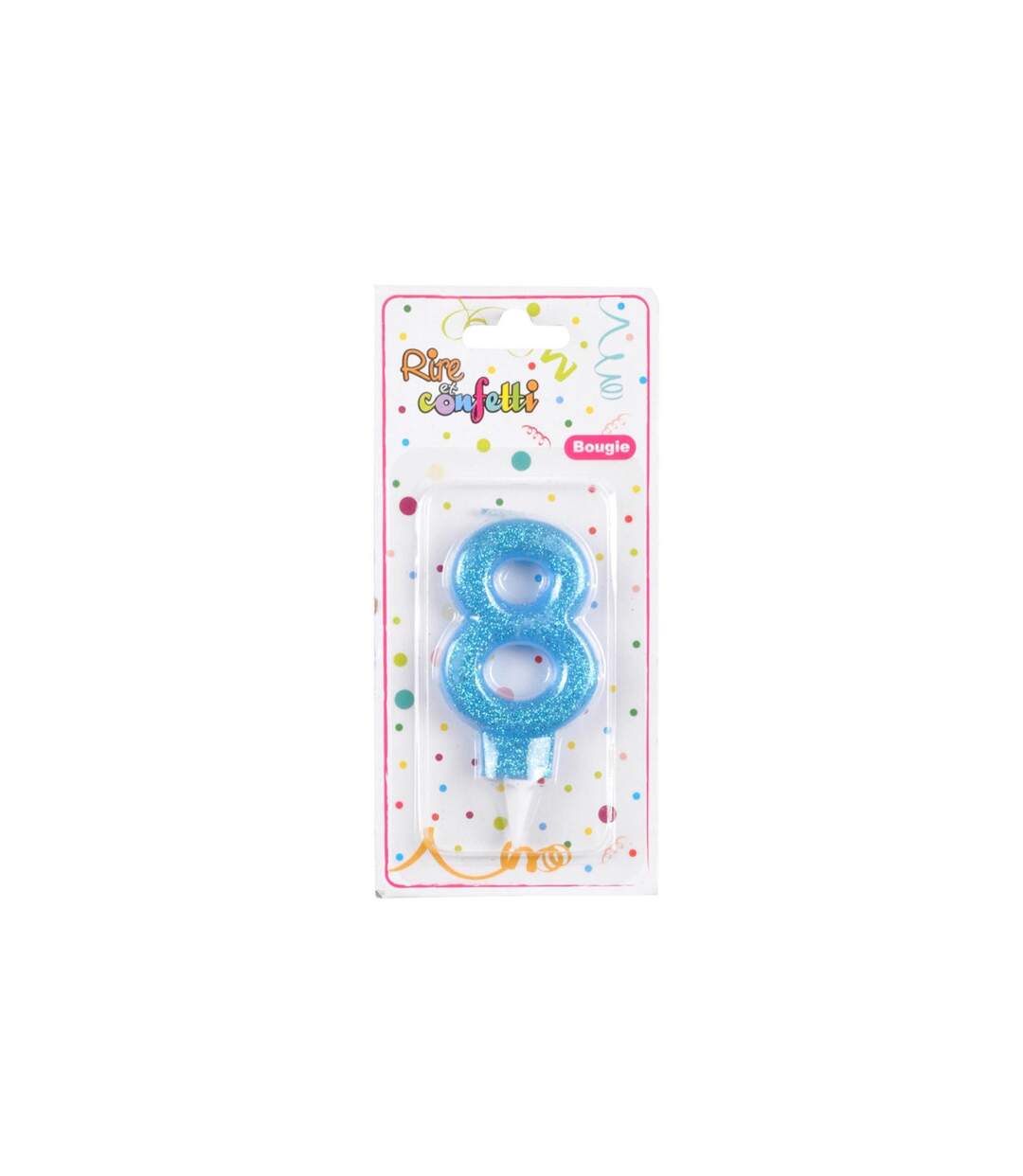 Bougie d'Anniversaire Paillette Chiffre 8 7cm Bleu-2