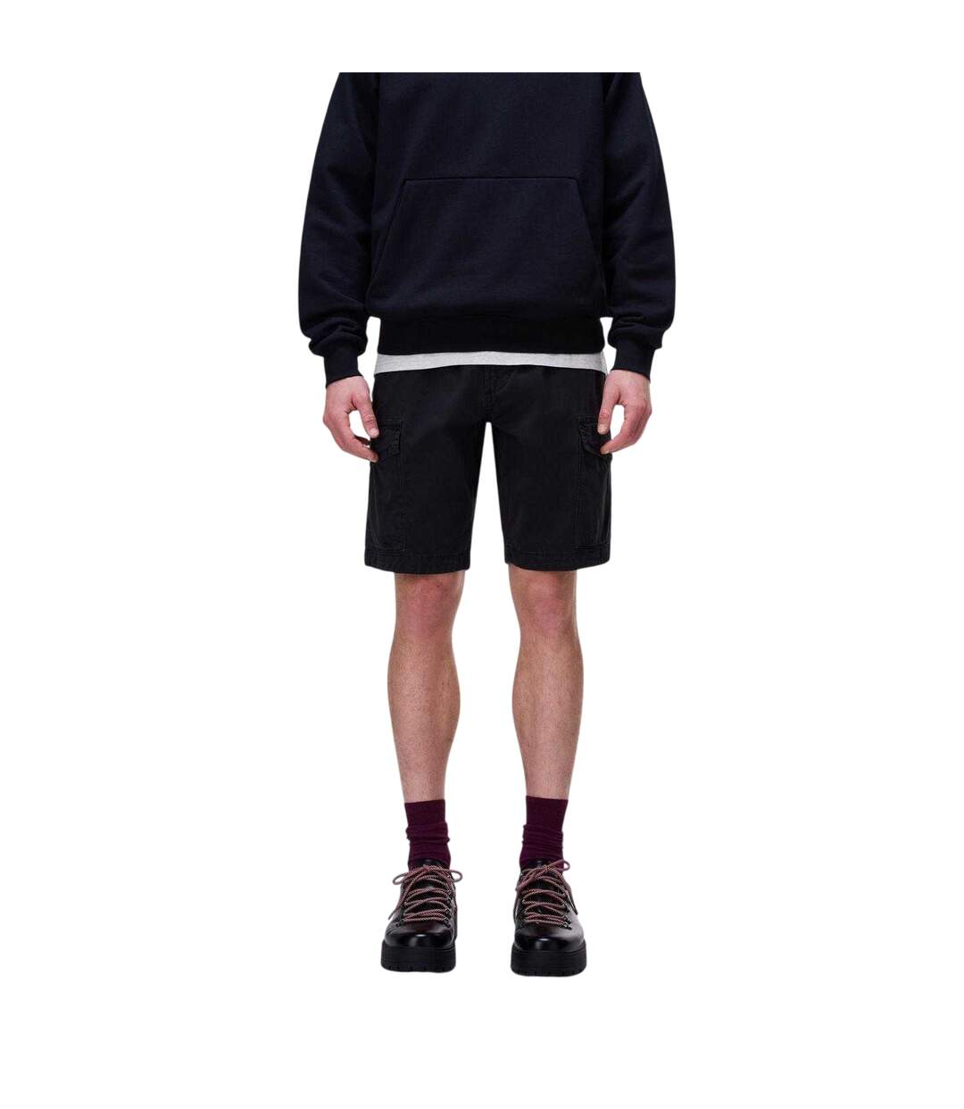 Mens Deline Cotton Blend Cargo Shorts Black Napapijri-4
