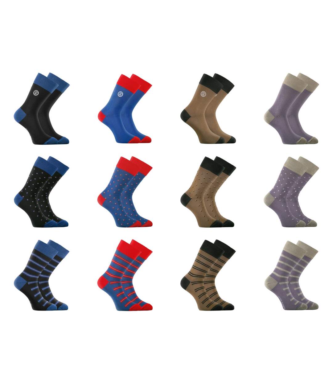 Lot de 12 paires de chaussettes de ville homme Town Serge Blanco-1