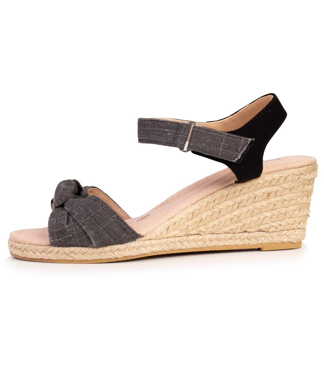 Isotoner Espadrilles femme à talon 6 cm et bout ouvert détail nœud-3