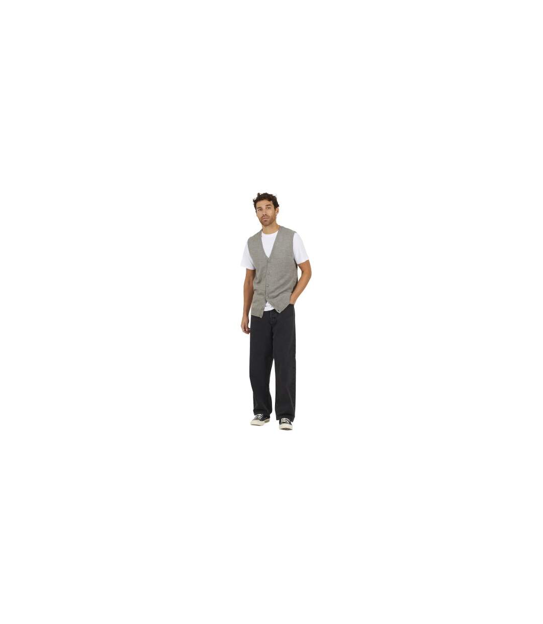 Gilet Homme Gris Pâle Chiné Brave Soul-1