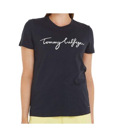 T-shirt Marine Femme Tommy Hilfiger Signature - L