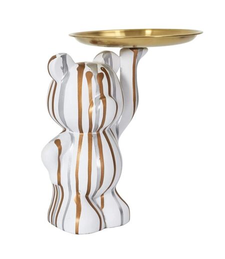 Vide-Poche Statue Ourson 23cm Blanc