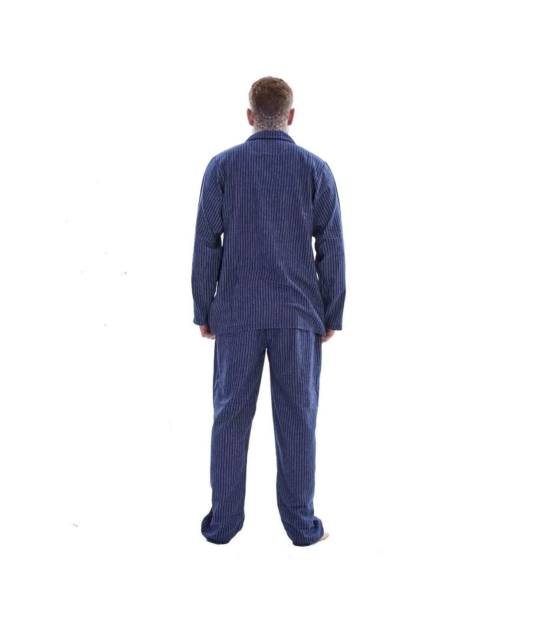 Ensemble De Pyjama Long Motif/style À Rayures Homme Bleu Keanu-2