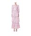 Womens/ladies Floral Cut Out Regular Maxi Dress White Fuchsia Special Occasion-1