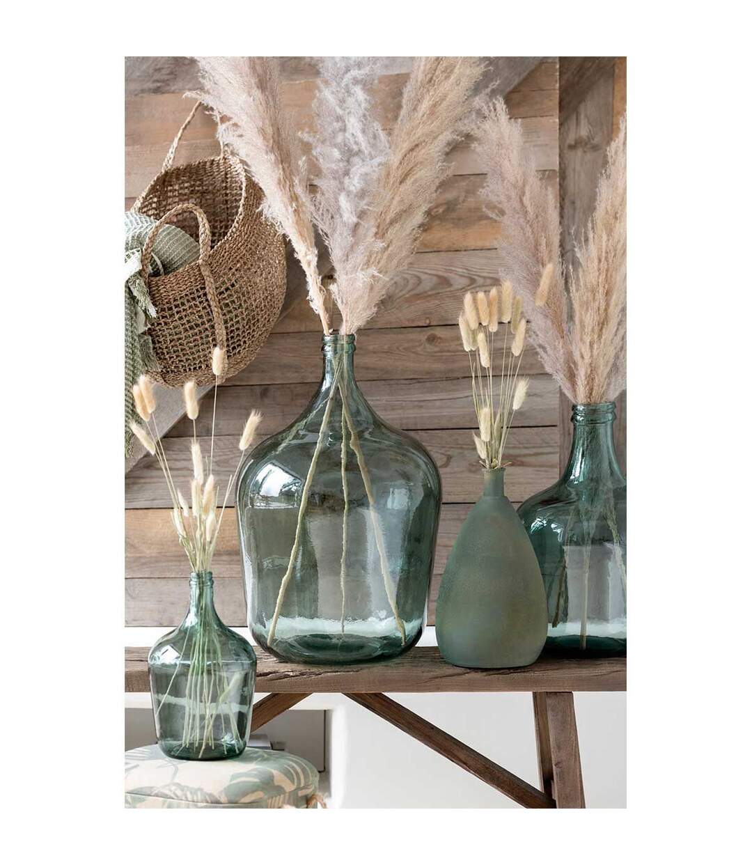 Vase Design en Verre Carafe 56cm Vert-3