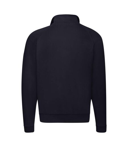 Mens Classic 80/20 Zip Neck Sweatshirt Deep Navy Fruit Of The Loom