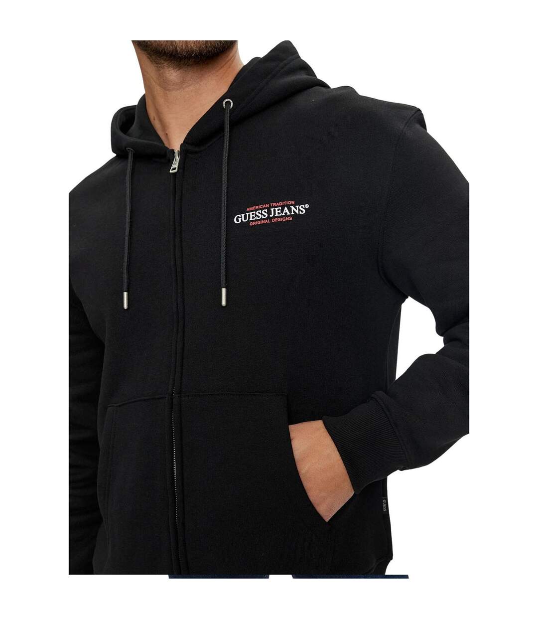 Veste À Capuche Motif/style Logo Jeans Daring Ocean Homme Noir Guess-3