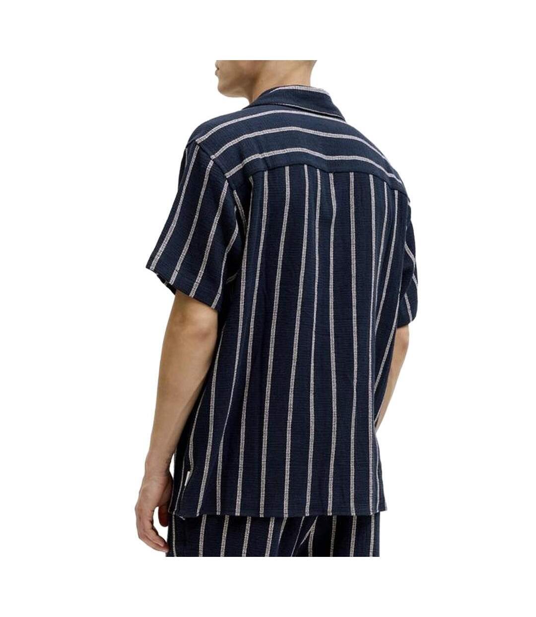 Chemise rayure écru/marine homme jack & jones stripe resort-2