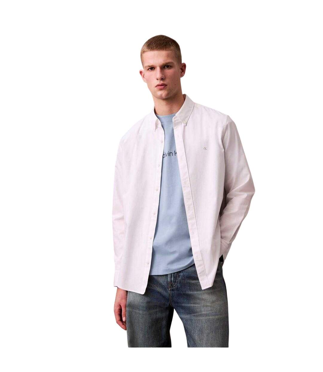 Mens Oxford Button-down Shirt Brilliant White Calvin Klein-4