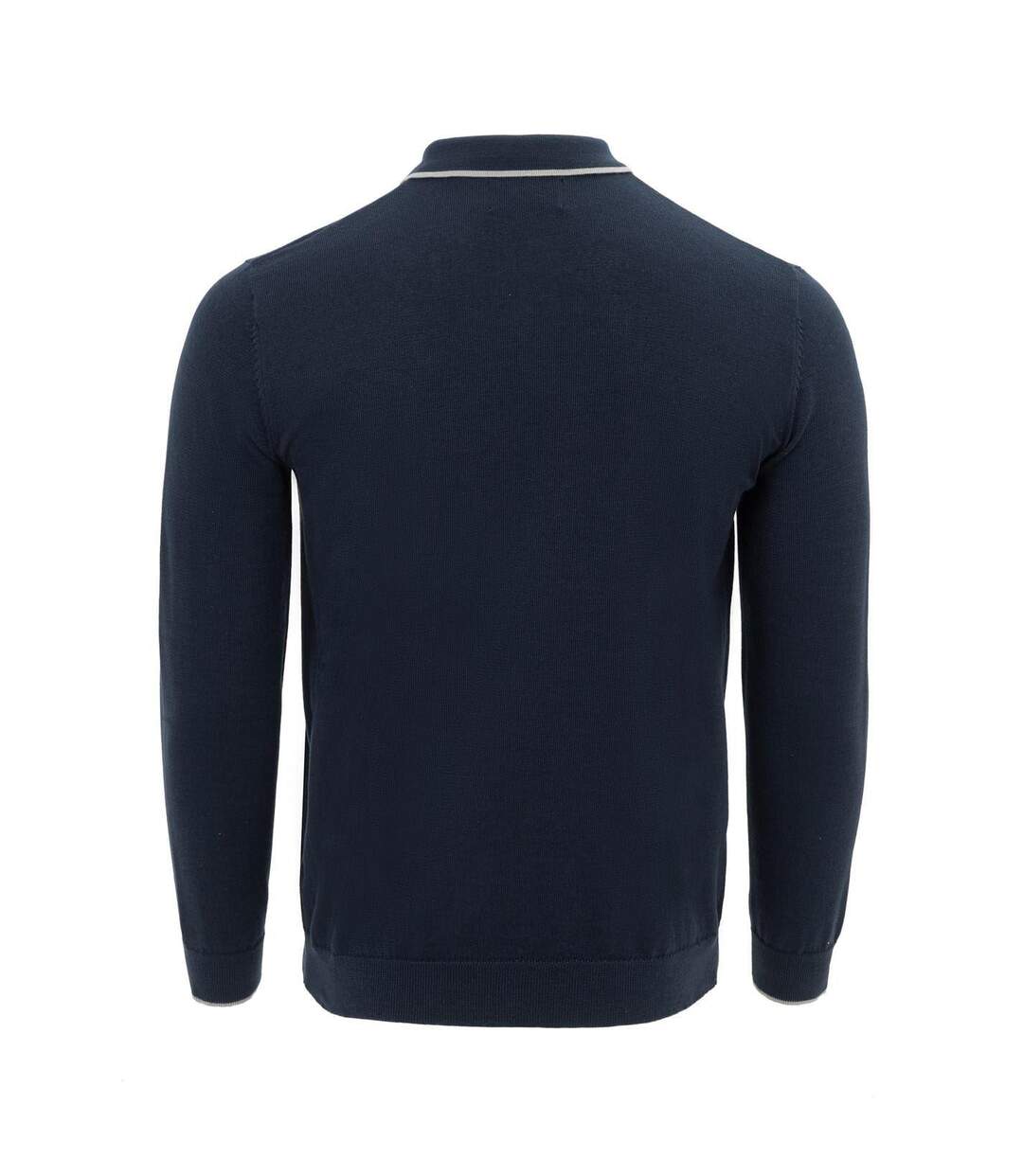 Mens Long-sleeved Polo Shirt Navy Grey Firetrap-2