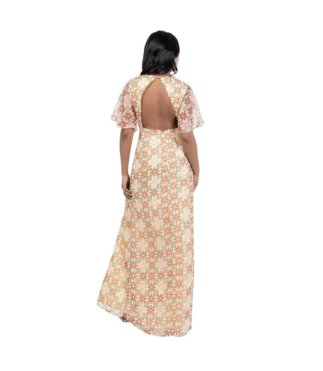 Robe Longue Motif/style Floral Femme Blanc Doré Anaya With Love-2