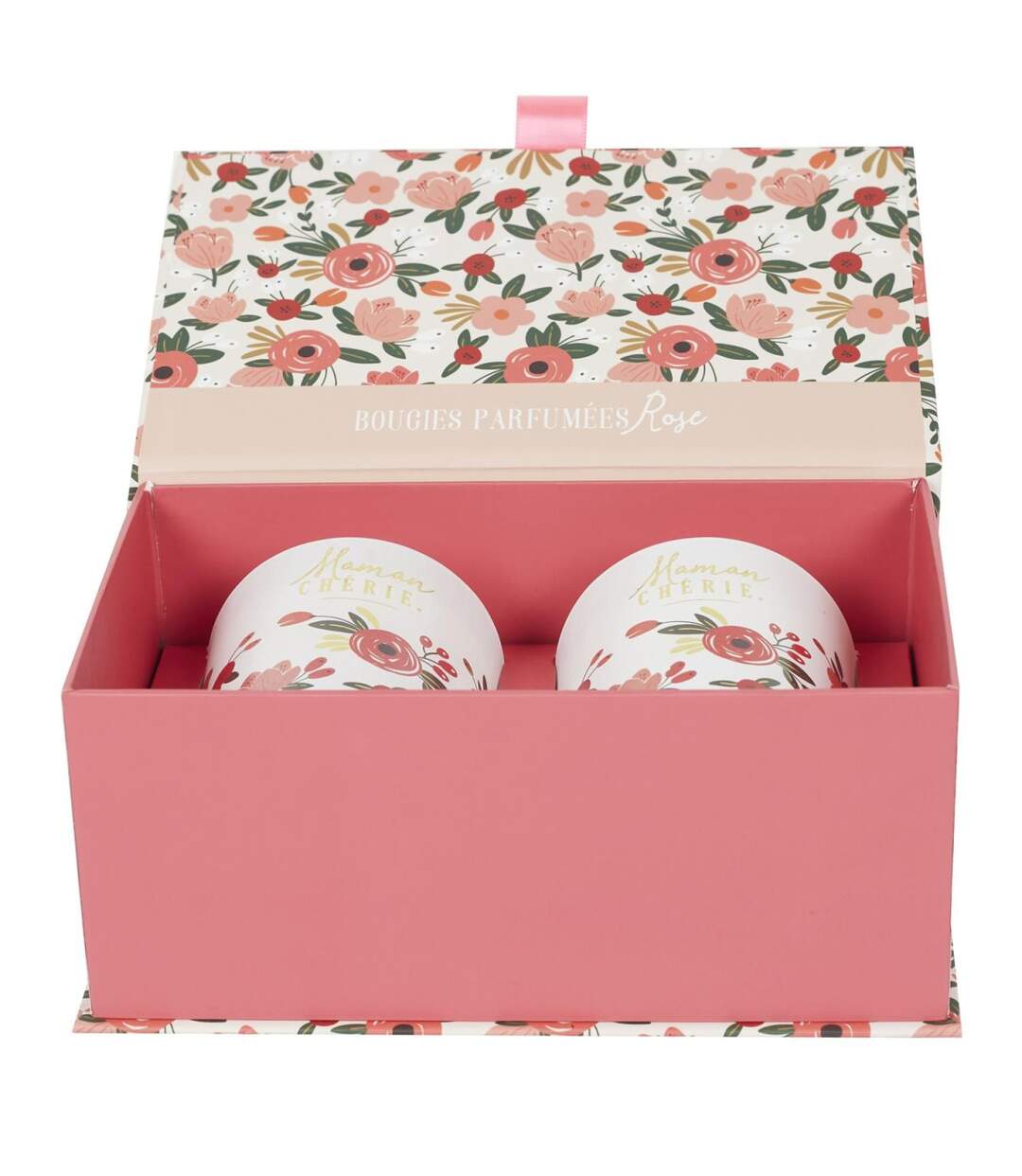Coffret 2 Bougies Parfumées Maman Chérie 8cm Rose-1