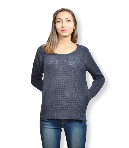 Pull femme manches longues - Couleur bleu marine - Col rond