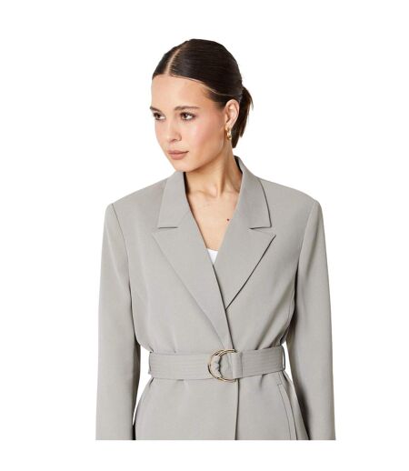 Womens/ladies d-ring double breasted coat taupe Dorothy Perkins