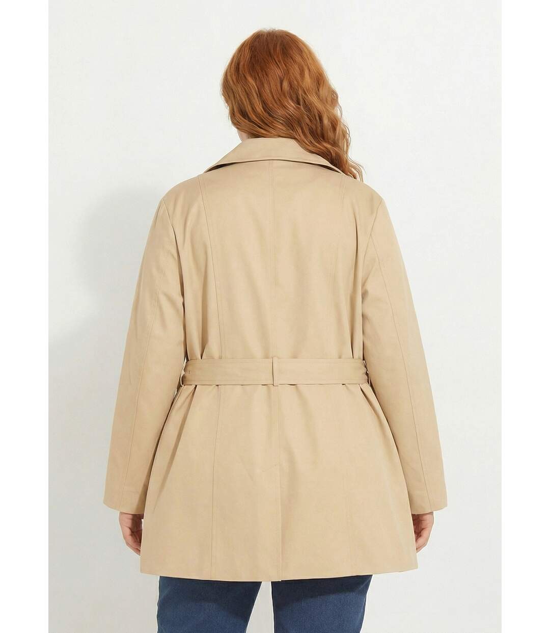 Trench court double boutonnage uni col pointu-2