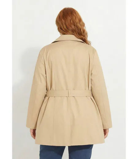 Trench court double boutonnage uni col pointu