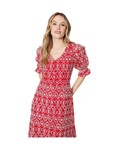 Womens/ladies broderie button through midi dress red Dorothy Perkins