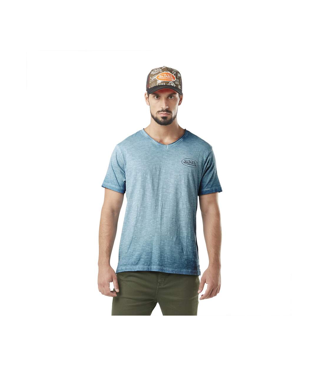 T-shirt homme slub col rond avec print en coton Pist Vondutch-1