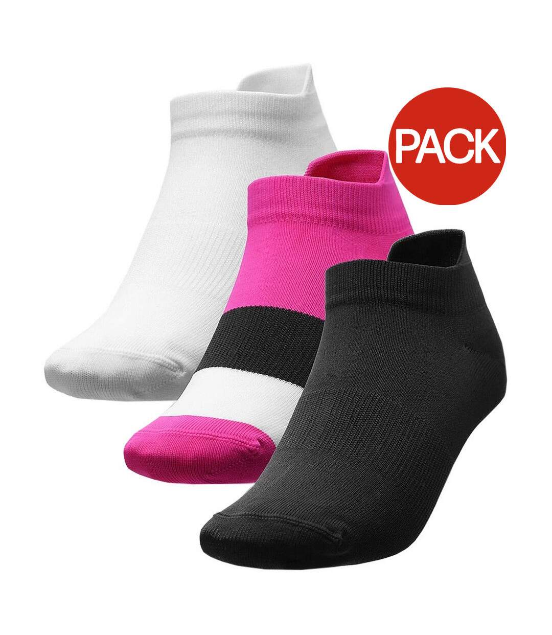 Socquettes H4l22 Femme Blanc Noir Rose 4F-1