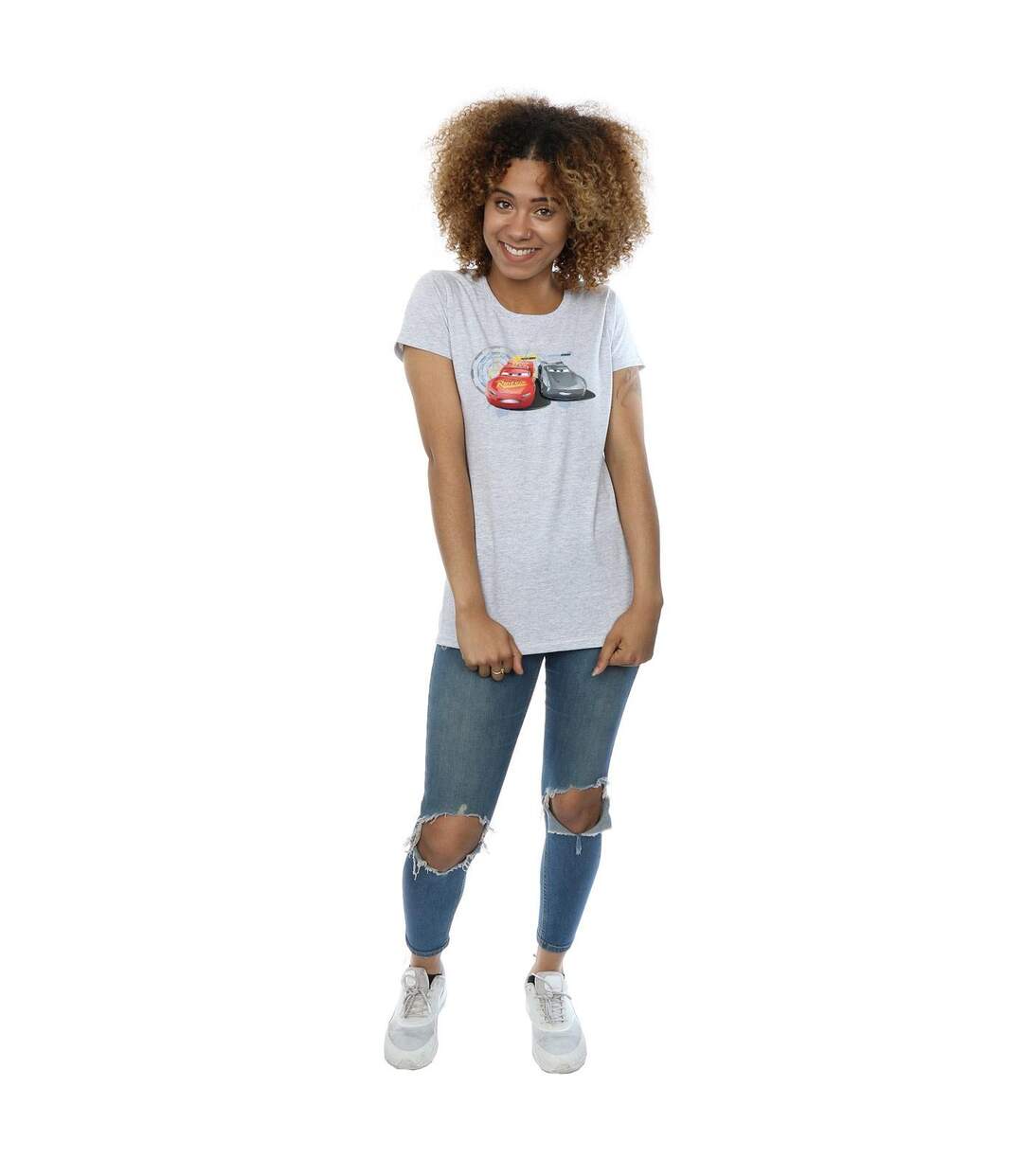 Disney - T-shirt CARS LIGHTNING VS STORM - Femme (Gris chiné) - UTBI13924-4