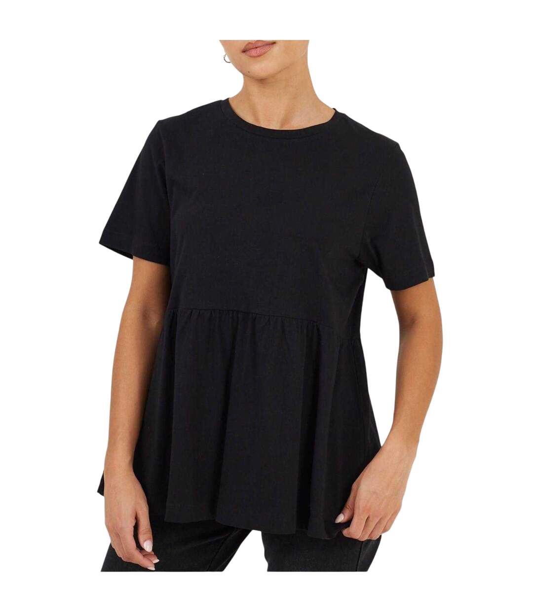 Womens/ladies Swing Smock Panel T-shirt Dress Black Brave Soul-2