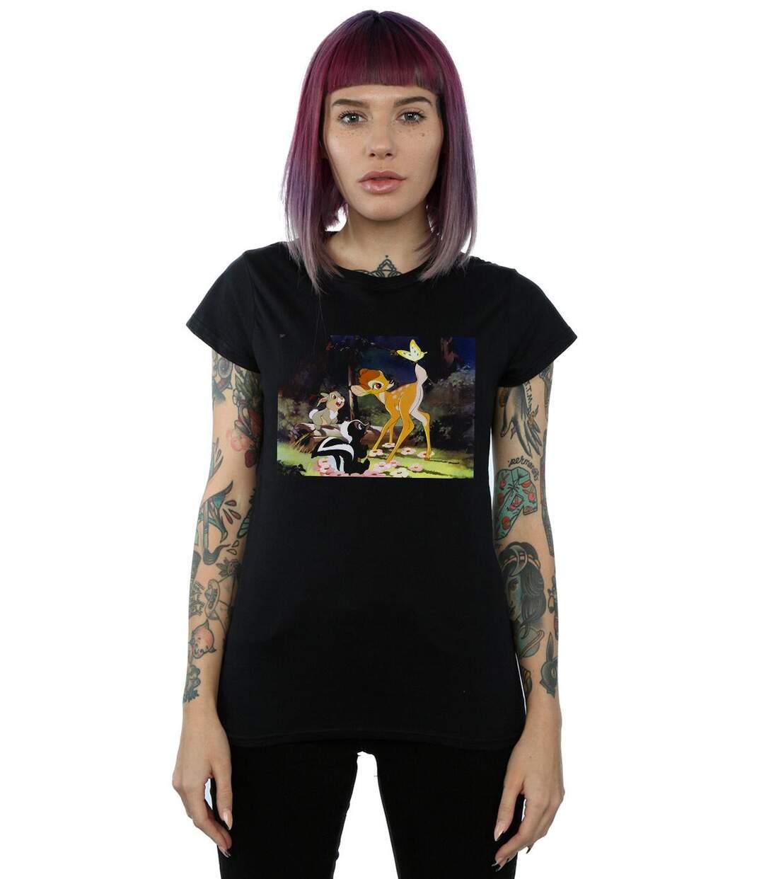 Disney T-shirt en coton Bambi Tail Butterfly Still Womens/Ladies (Noir) - UTBI15741-2