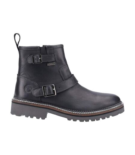 Womens/ladies Combe Zip Leather Ankle Boots Black Cotswold