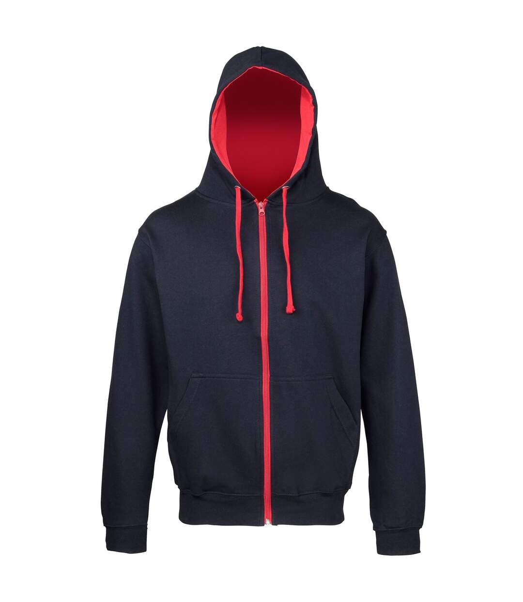 Veste zippée à capuche unisexe - JH053 - bleu marine et rouge