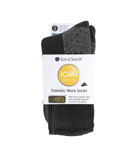 3 Pack Mens Extra Wide Loose Top Cushioned Cotton Diabetic Work Socks