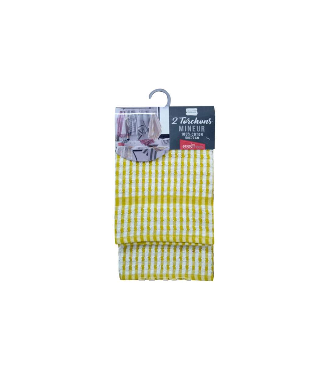 Lot de 2 Torchons de Cuisine Mineo 50x70cm Jaune-3