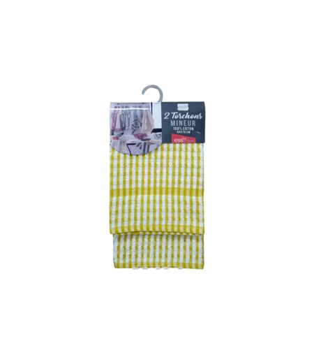 Lot de 2 Torchons de Cuisine Mineo 50x70cm Jaune
