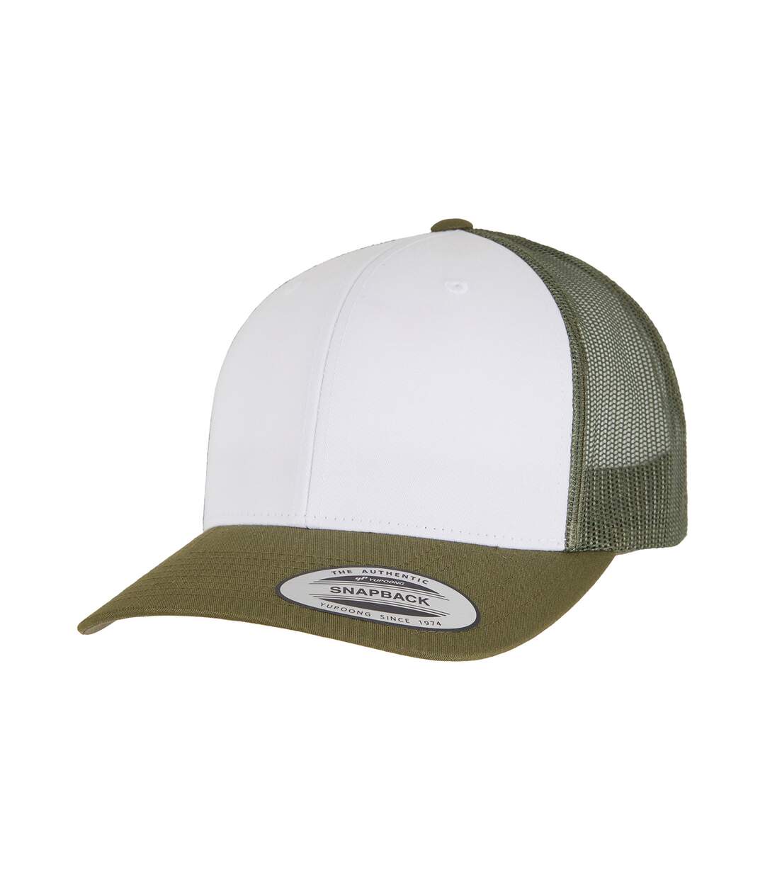 Casquette Trucker Flexfit Vert Kaki Foncé Blanc Olive Yupoong-1