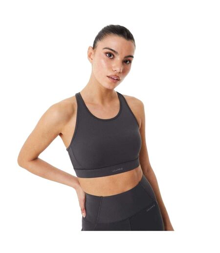 Womens/ladies Core Racerback Sports Bra Charcoal Marl USA Pro