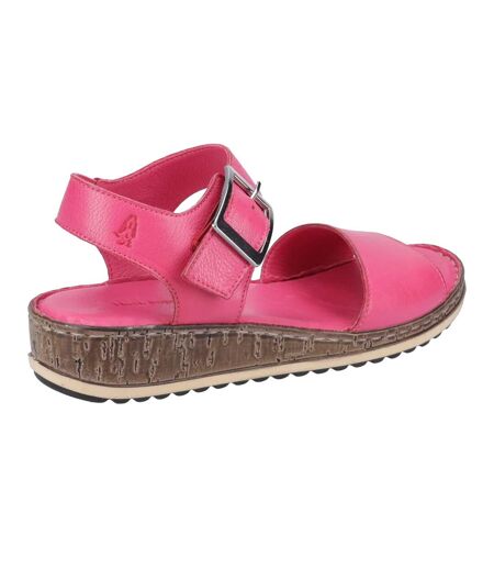 Womens/ladies ellie leather wedge sandals pink Hush Puppies