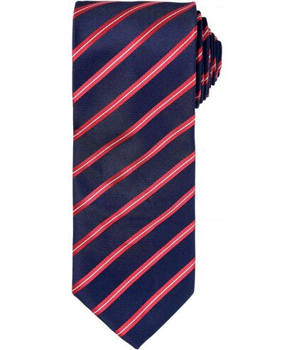 Cravate rayée sport - PR784 - bleu marine et rouge