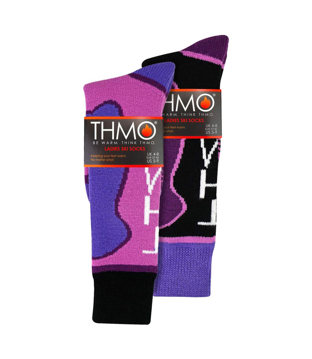 2 Pairs Ladies Thermal Ski Socks Cushioned Warm Winter Snowboarding Long Socks-2