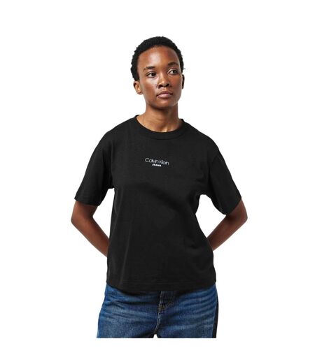 T-shirt Manches Courtes Motif/style Lettrage Femme Noir Calvin Klein