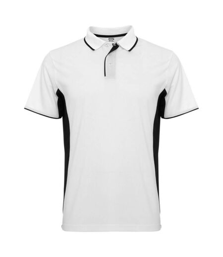 Unisex Adult Montmelo Short-sleeved Sports Polo Shirt White Black Roly