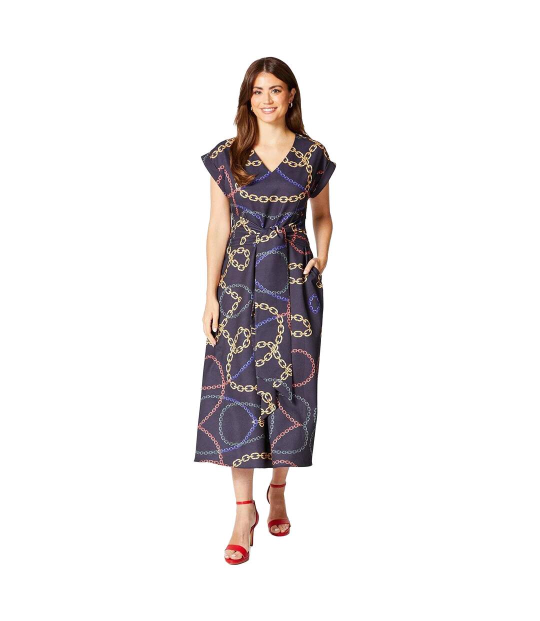 Robe mi-longue femme bleu marine Principles-1