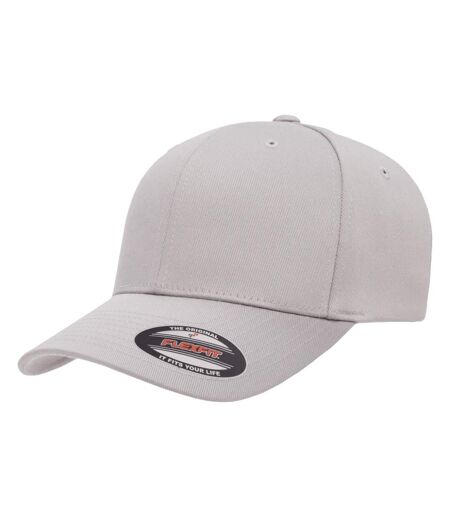Childrens/kids Wooly Combed Baseball Cap Silver Flexfit