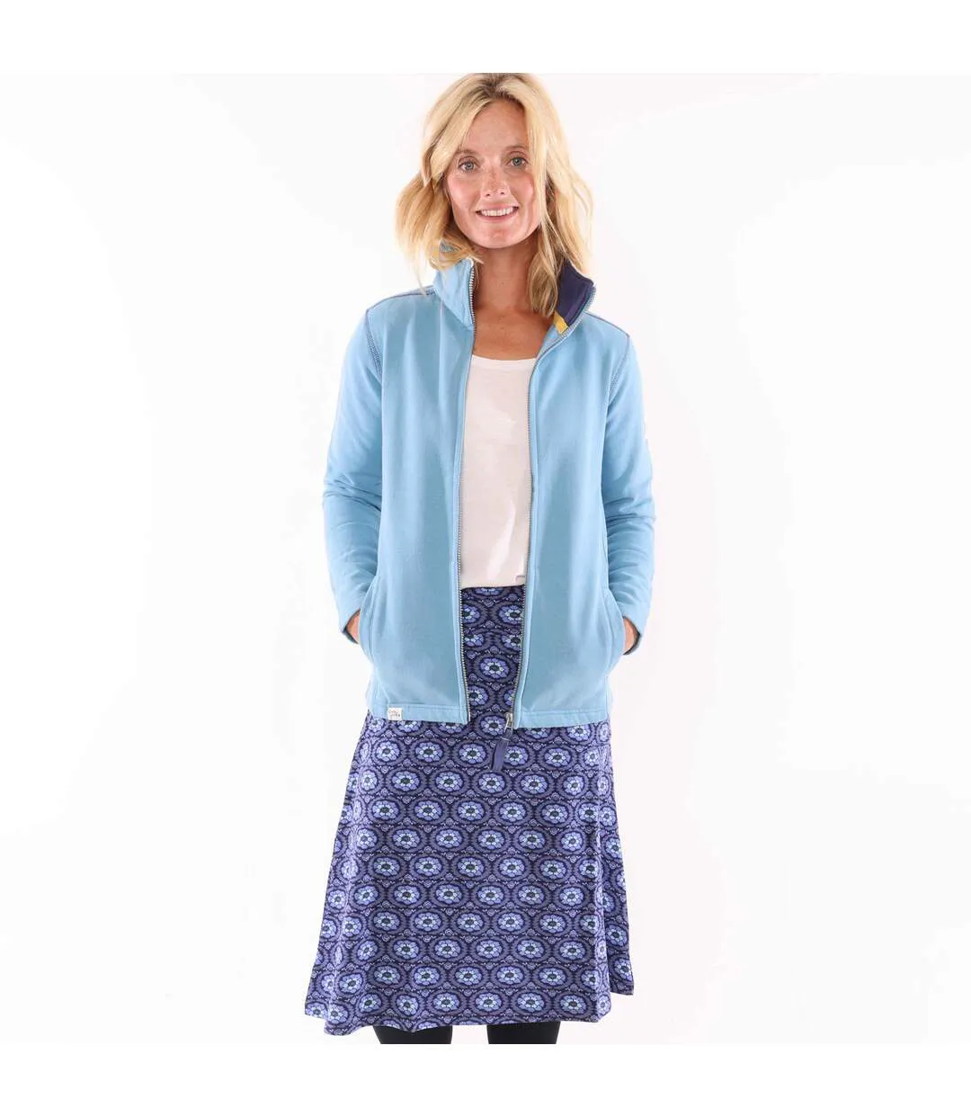 Womens/ladies Circle Jersey Midi Skirt Blue Lazy Jacks-2