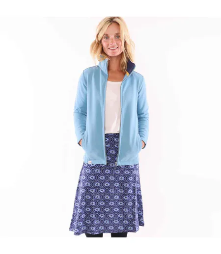 Womens/ladies Circle Jersey Midi Skirt Blue Lazy Jacks