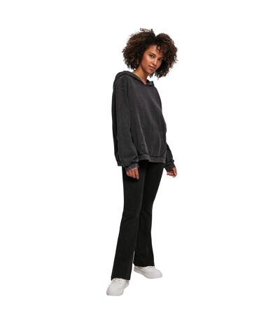 Womens/ladies Acid Wash Oversized Hoodie Black Build Your Brand