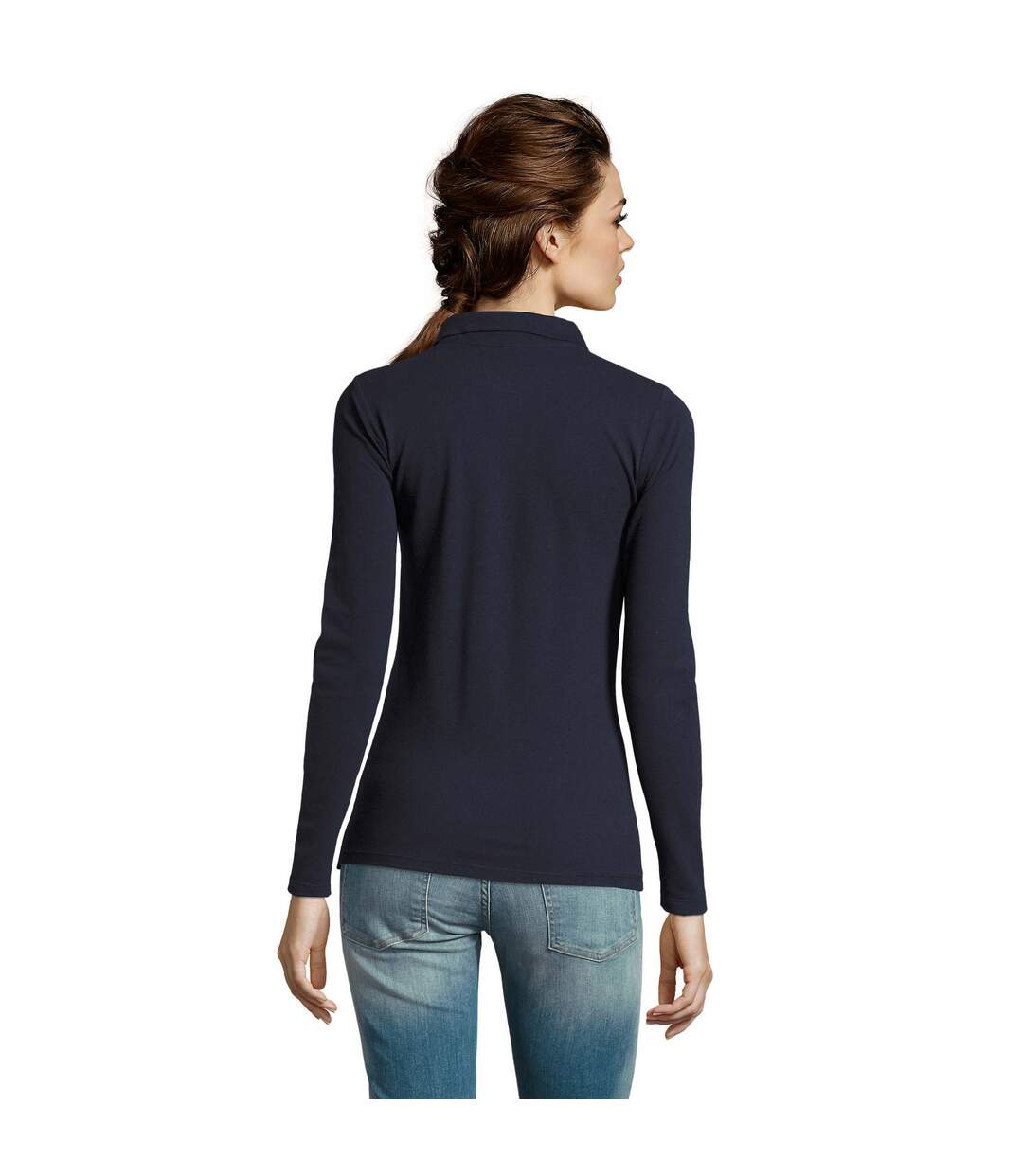 Polo manches longues perfect femme bleu marine SOLS